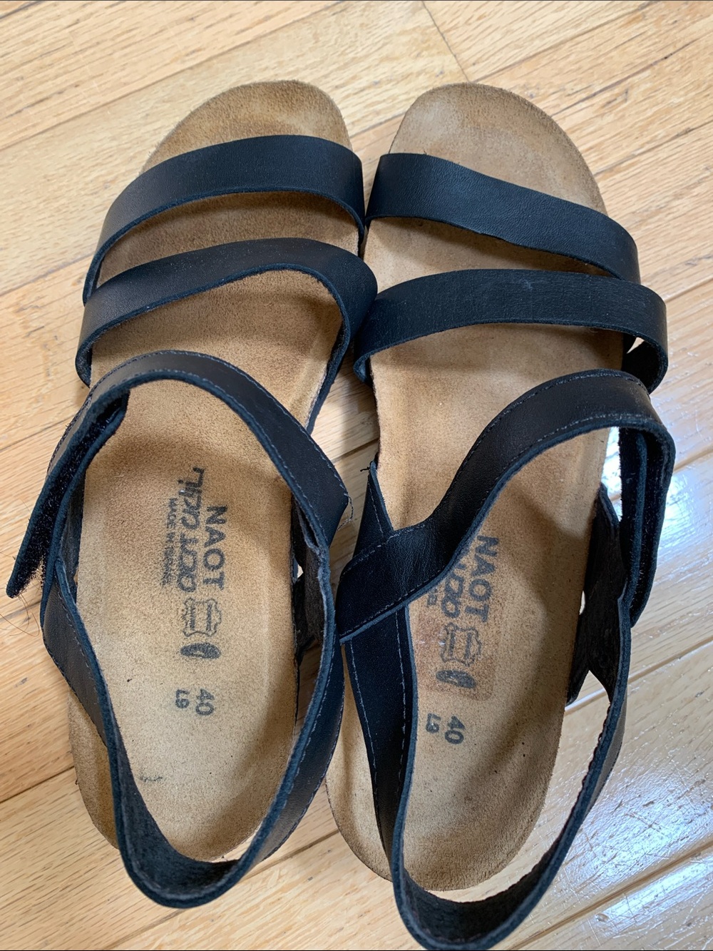 Naot Black Leather Strappy Sandals